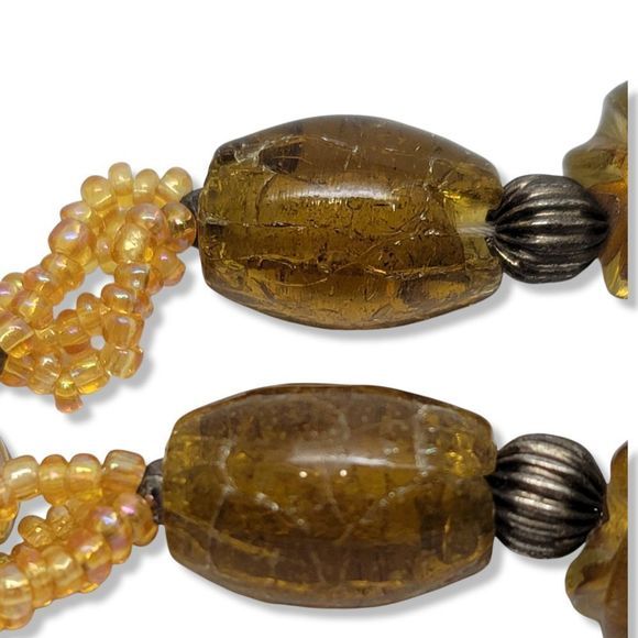 Vintage Blown Glass Beads, Brown, Amber, Gold, Multi-shapes strand 36" - Picture 9 of 9
